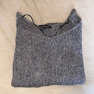 Grey knitted scoop neck sweater